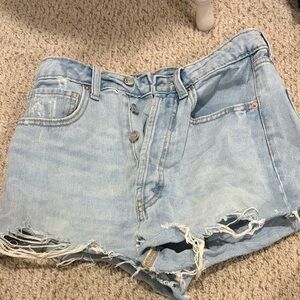 Light Wash Distressed Denim Shorts - wild fable